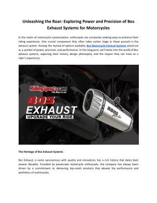Bos Exhaust Systems for Motorcycles in USA
