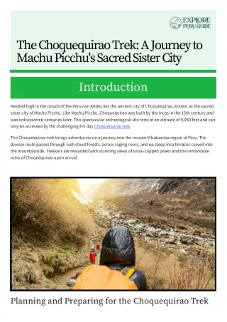 The Choquequirao Trek A Journey to Machu Picchu's Sacred Sister City