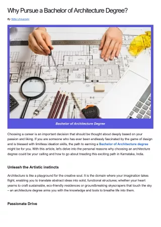 Why Pursue a Bachelor of Architecture Degree?