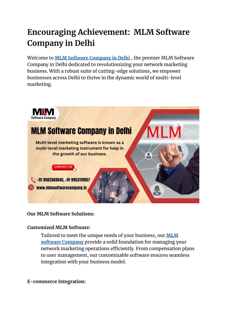 encouraging achievement mlm software company