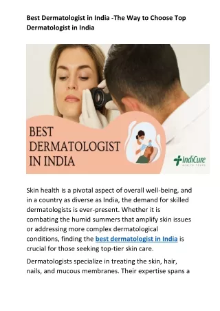 Best Dermatologist in India -The Way to Choose Top Dermatologist in India