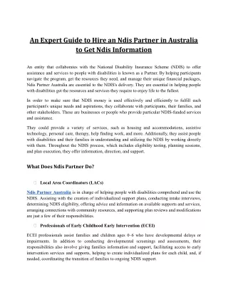 An Expert Guide to Hire an Ndis Partner in Australia to Get Ndis Information