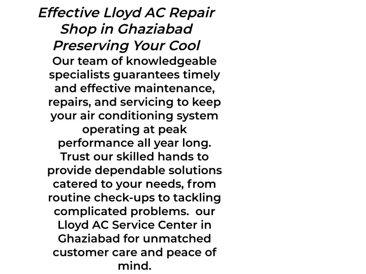 effective lloyd ac repair shop in ghaziabad