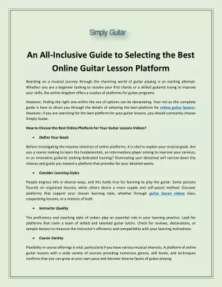 An All-Inclusive Guide to Selecting the Best Online Guitar Lesson Platform