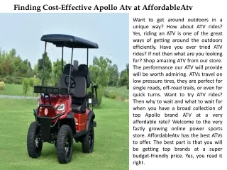 Finding Cost-Effective Apollo Atv at Affodable Atv