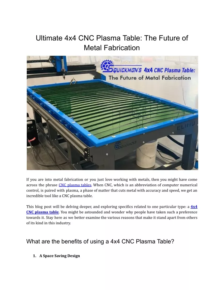 ultimate 4x4 cnc plasma table the future of metal