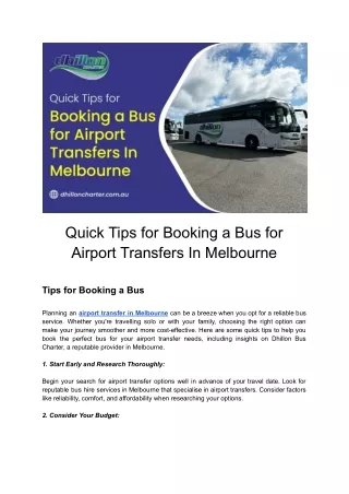 quick tips for booking a bus for airport