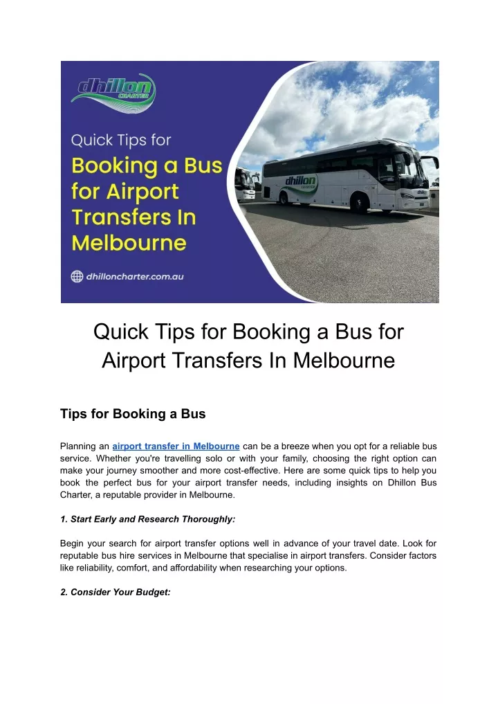 quick tips for booking a bus for airport