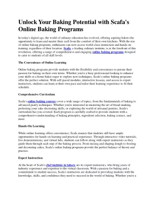 Online baking programs - Scafa