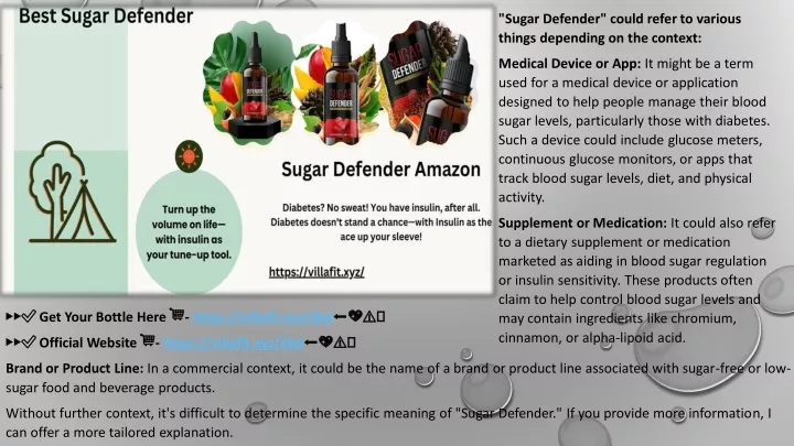 sugar defender could refer to various things