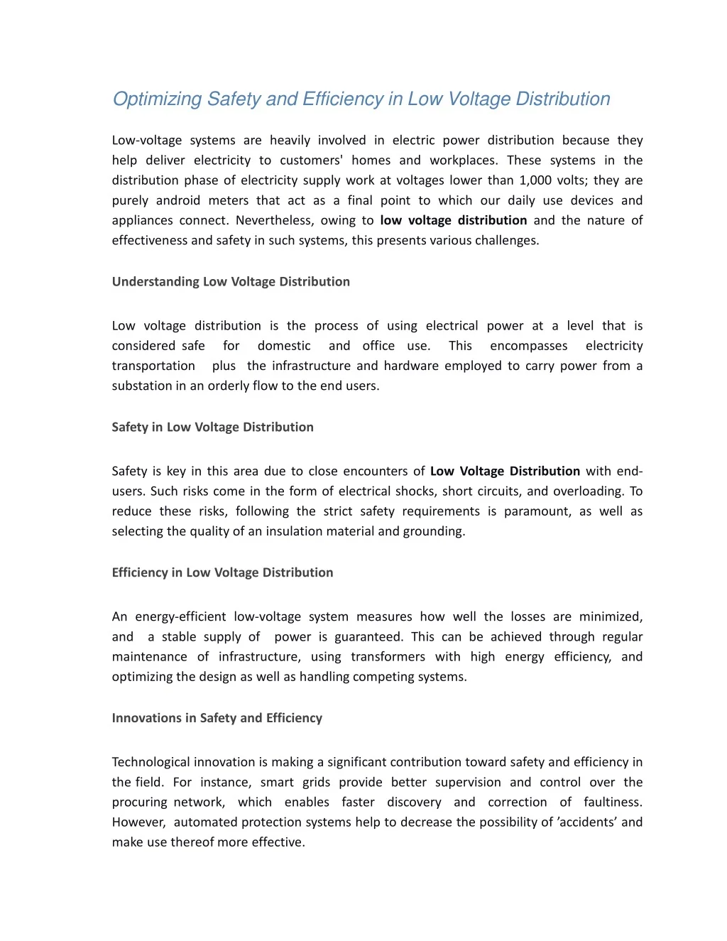 PPT - Optimizing Safety and Efficiency in Low Voltage Distribution ...