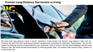 Premier Long-Distance Taxi Service in Irving