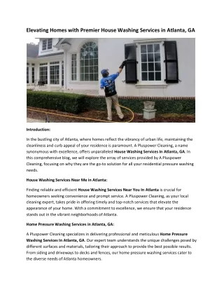 Elevating Homes with Premier House Washing Services in Atlanta