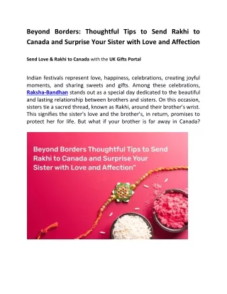 Beyond Borders: Thoughtful Tips to Send Rakhi to Canada and Surprise Your Sister with Love and Affection