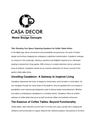 Exploring Casadecor for Coffee Tables Online