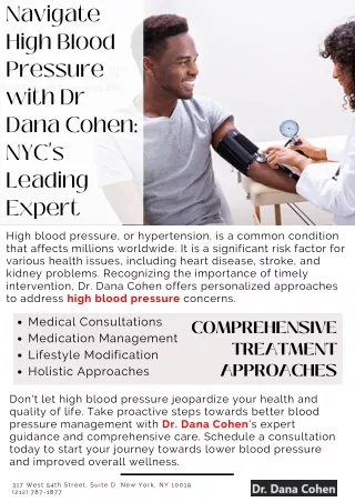 Navigate High Blood Pressure with Dr Dana Cohen: NYC's Leading Expert