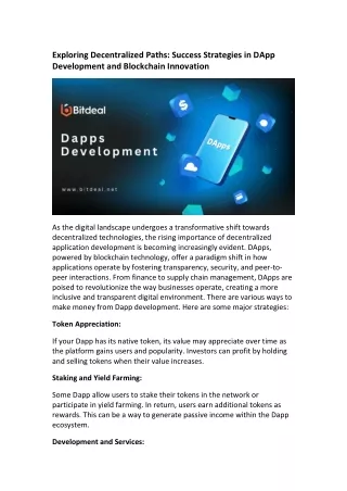 Dapp Development - Bitdeal