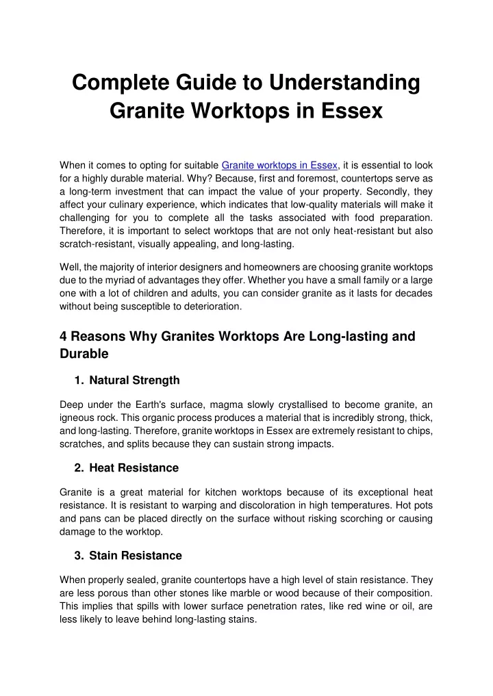 complete guide to understanding granite worktops