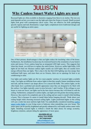 why canless smart wafer lights are used