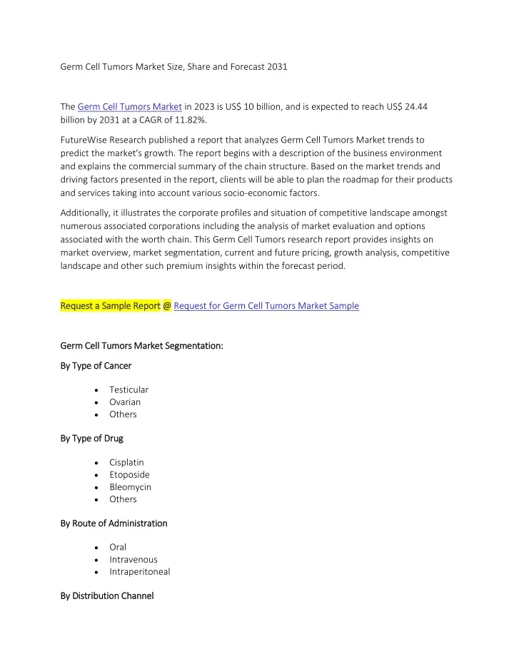 germ cell tumors market size share and forecast