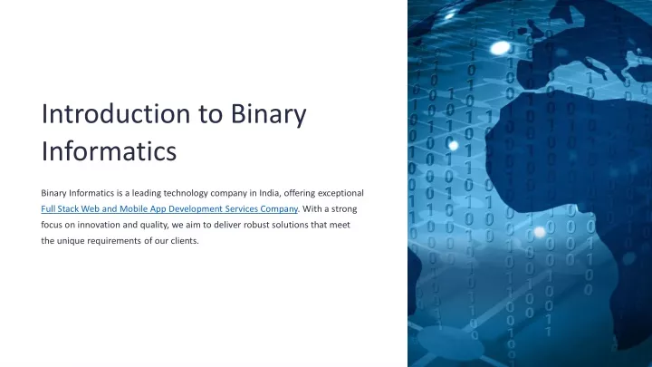 introduction to binary informatics