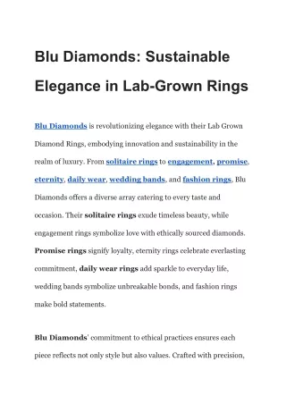 Sustainable Elegance in Lab-Grown Rings