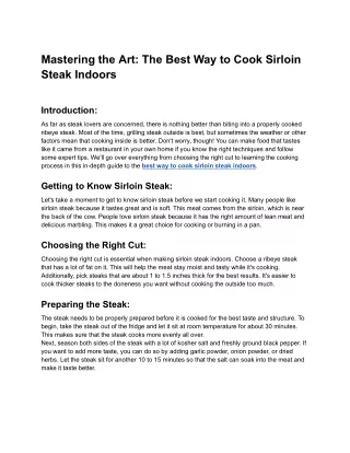 mastering the art the best way to cook sirloin