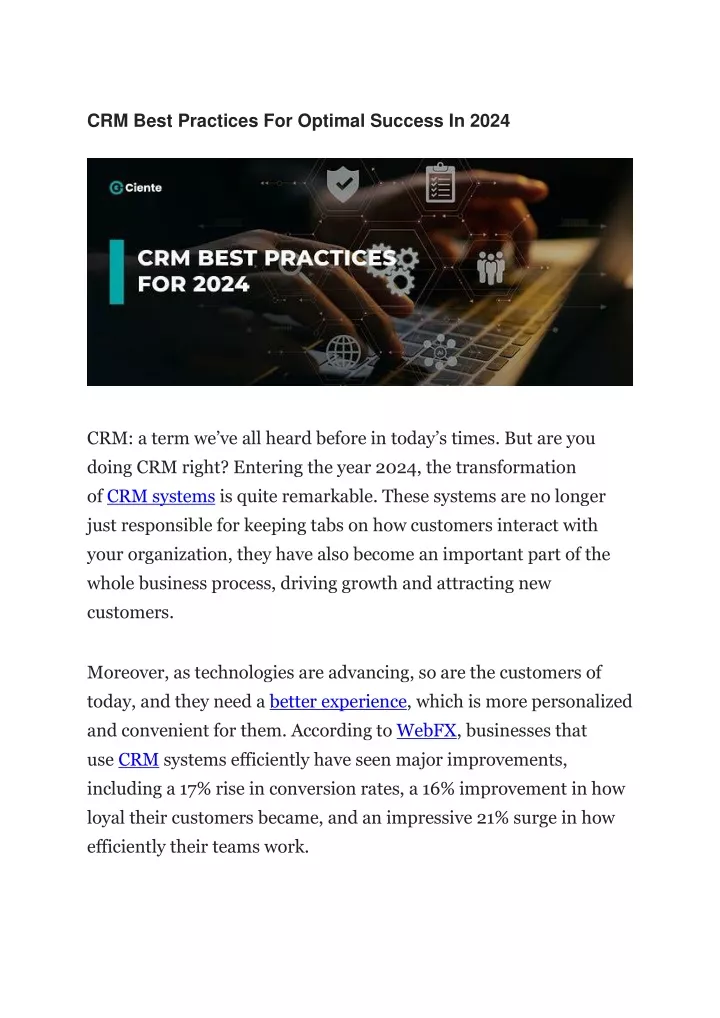 crm best practices for optimal success in 2024