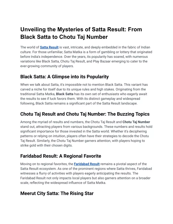 unveiling the mysteries of satta result from