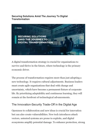securing solutions amid the journey to digital