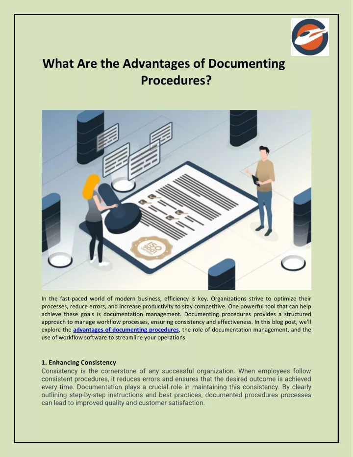 what are the advantages of documenting procedures