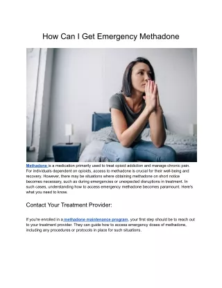 How Can i Get Emergency Methadone