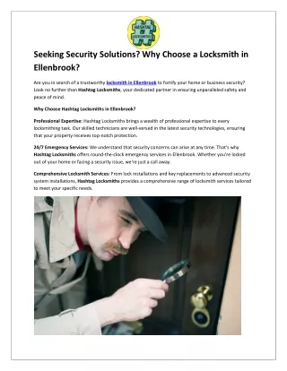 Seeking Security Solutions? Why Choose a Locksmith in Ellenbrook?