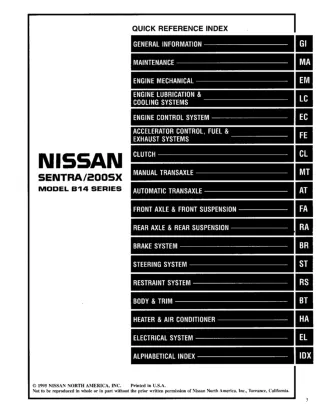 1996 Nissan Sentra Service Repair Manual