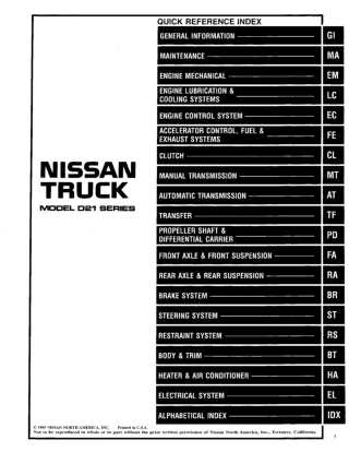 1996 Nissan Truck D21 Series Service Repair Manual