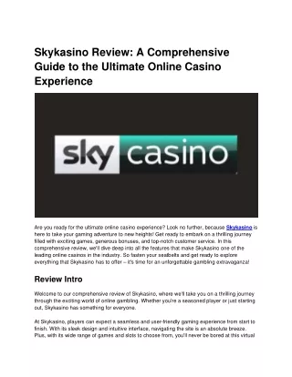 skykasino review a comprehensive guide