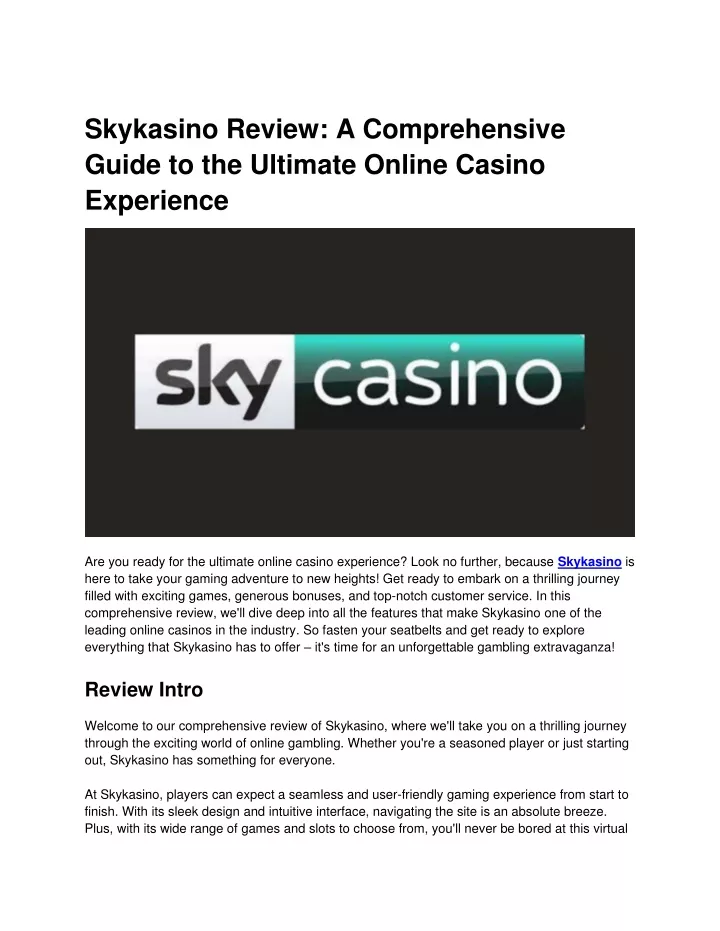 skykasino review a comprehensive guide