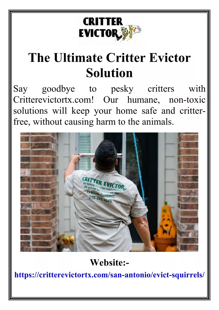 the ultimate critter evictor solution goodbye