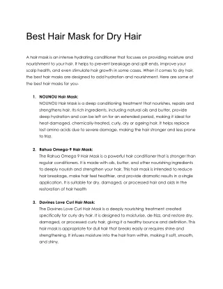 Best Hair Mask for Dry Hair