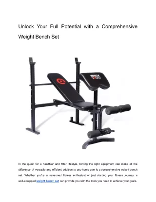 Unlock Your Full Potential with a Comprehensive Weight Bench Set