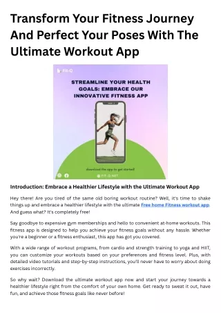 Transform Your Fitness Journey And Perfect Your Poses With The Ultimate Workout App