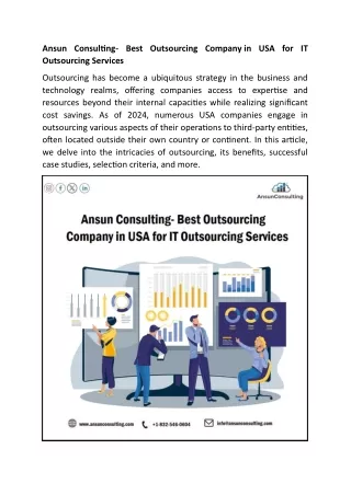 Ansun Consulting- Best Outsourcing Company in USA for IT Outsourcing Services