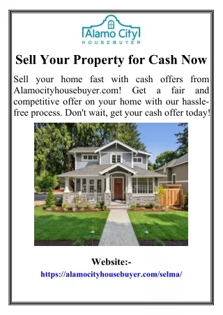 Sell Your Property for Cash Now