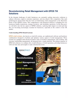 Revolutionizing Retail Management with EPOS Till Solutions