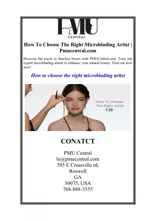 How To Choose The Right Microblading Artist  Pmucentral.com