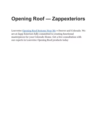 Opening Roof — Zappexteriors