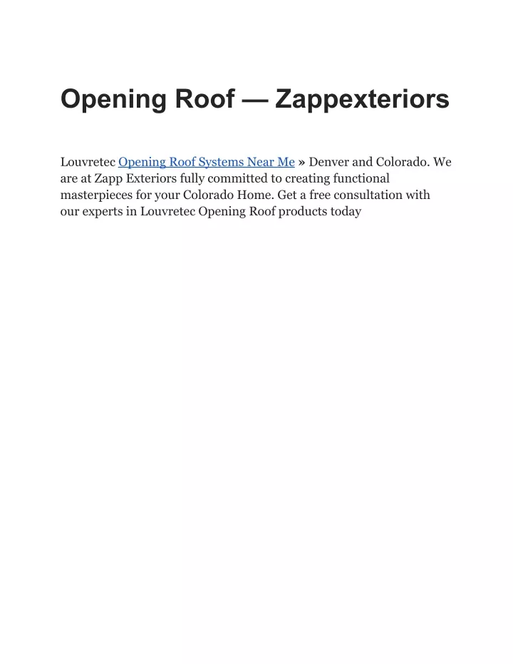 opening roof zappexteriors