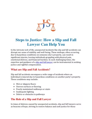 Steps to Justice How a Slip and Fall Lawyer Can Help You