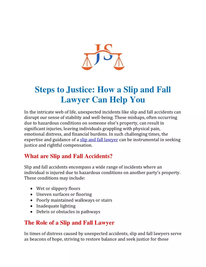 steps to justice how a slip and fall lawyer