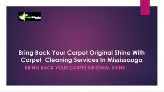 Bring Back Your Carpet Original Shine With Carpet Mississauga